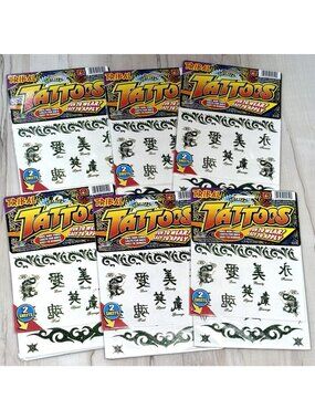 Lot 6pkgs JA-RU Totally Tattoos Glitter Tribal Temporary Body Art 2009 NIP NEW